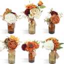 Rinlong 6Pcs Assorted Flower Centerpieces for Wedding Fall Tables Centerpiece Burnt Orange Bridesmaid Bouquets Baby Nursery Shelf Mantel Decor (6pcs (Vase not included))