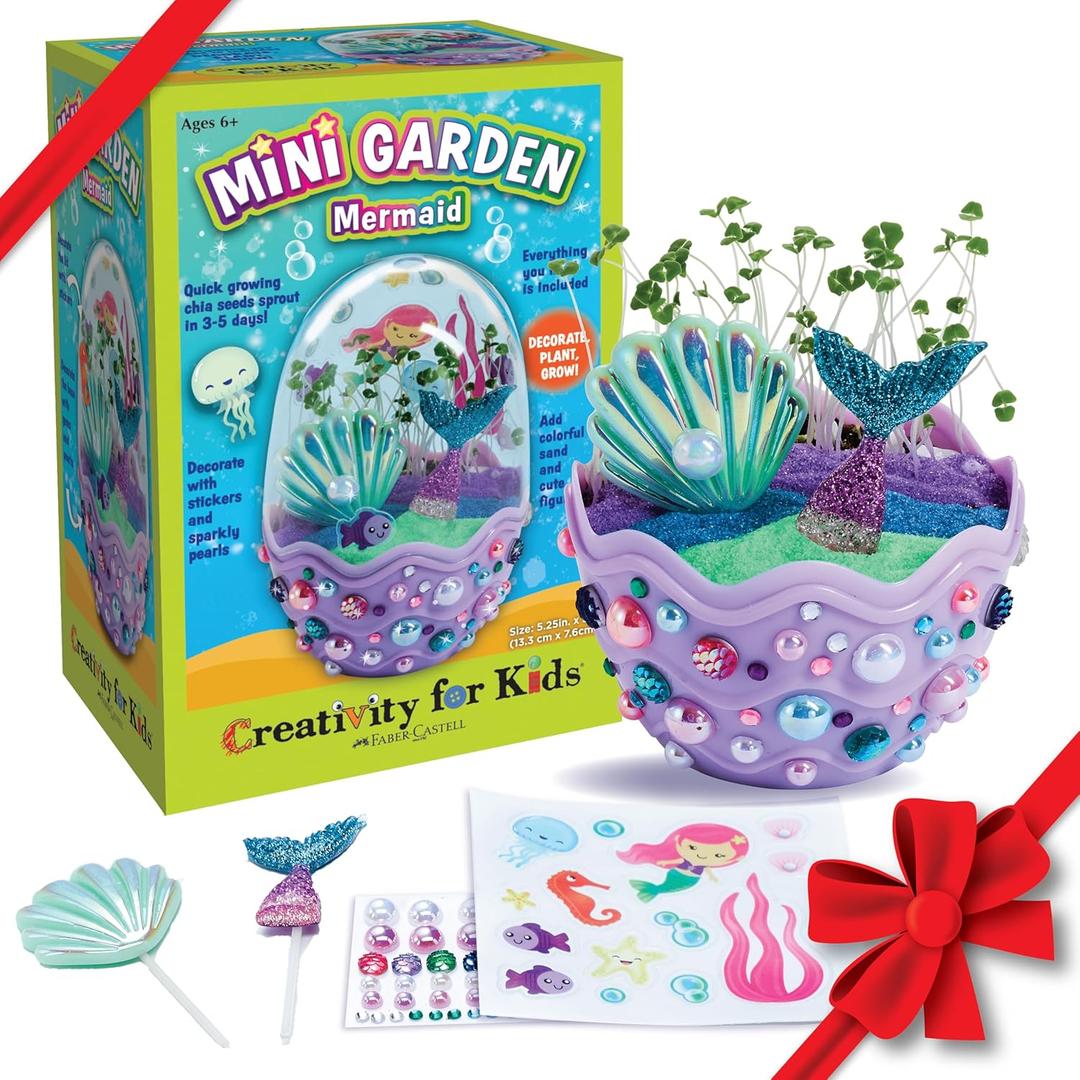 Creativity for Kids Mini Garden: Mermaid Terrarium Kit - Mermaid Gifts for Girls, Crafts and Toys, Easter Basket Stuffers for Kids (Ages 6+)