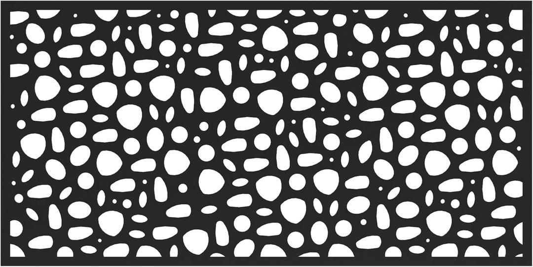 3'x6' River Rock Decorative Screen, Black