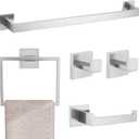 Brushed 5-Piece Bathroom Hardware Accessories Set-Towel Bar & Holder Racks for Bathroom,SUS304 Stainless Steel,Wall Mounted,23.6-Inch