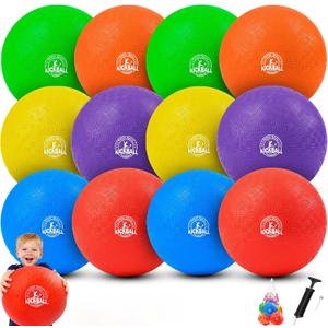 12 Inch Kickball Playground Balls Set(1,6,12)Pack, Durable PVC Dodgeballs for Kids & Adults, Outdoor & Indoor Games with Pump and Bag, Bouncy Balls for School, Gym, Birthday Gift for Boys and Girls
