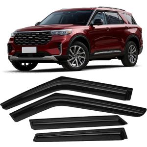Canvcle Explorer Window Visors Rain Guards for Ford Explorer 2020-2025 2026, Outside-Mount Tape-On Side Window Wind Deflectors Vent Visors Shades Rainproof Explorer Accessories Black 4PCS