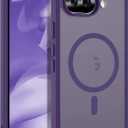 Compatible with Google Pixel 9A Case with Magnetic [Compatible with Mag-Safe][Military Grade Drop Protection] Slim Translucent Matte Phone Case with Anti-Fingerprint Tech, Purple