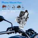Motorcycle Phone Mount with Vibration Dampener, Aluminum Alloy Bike Phone Holder, Handlebar Phone Mount for Ebike, ATV, Fit 4.7-7" Phones (Silver, Large-5 Springs)