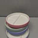 Elk and Friends Kids 6.7 Porcelain Divided Plates with Silicone Sleeves | Suitable for Babies/Kids/Toddlers | Microwave & Dishwasher Safe | Non Slip | Snack Dishes (Blush/Lilac/Sage/MistyBlue)