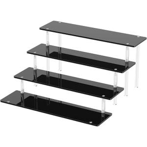 4 Tier Acrylic Display Risers, Black Perfume Organizer Stand, Large Cupcake Stand Holder, Dessert Display for Party, Display Shelf for Figure and Collection, Riser Stand for Decoration and Organizer