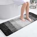 OLANLY Bathroom Runner Rugs Mat 47x17, Extra Soft Absorbent Microfiber Bath Rugs, Rubber Backing, Quick Dry, Washable Long Bath Mats for Bathroom Floor, Tub and Shower, Home Decor Accessories, Black