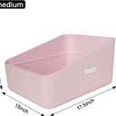Sfozstra Open High-Sided Litter Box: Pink Medium Anti-Scatter Design - Self-Cleaning Sifting Tray - Low Tracking for Small Cats