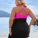 Blooming Jelly Women Plus Size Swimsuit One Piece Swim Dress Tummy Control Bathing Suits Criss Cross Modest Swimwear (XL)