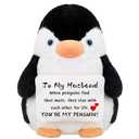 Hollowfly 11.8 Inch Gift for Husband from Wife, to My Husband Plush Penguin Wedding Anniversary Birthday Gifts for Him Men, Romantic I Love You Gift for Him Emotional Cute Decor