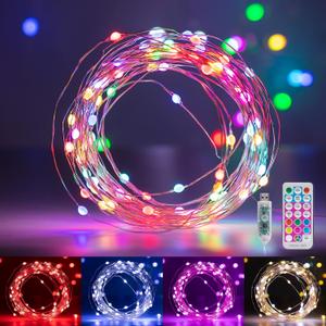 Minetom Fairy Lights Color Changing - 33FT 100 LED String Lights with Remote,11 Modes, USB Fairy Lights Indoor, Twinkle Christmas Fairy Light for Bedroom Indoor Classroom