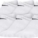 Nike Unisex Kids' Everyday Cushioned No-Show Socks (6-Pack) | Boys and Girls (White, S)