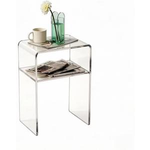 Clear Acrylic 2 - Tier End Table/Nightstand,23" H Sleek and Durable Bedside Storage. Ideal for Bedrooms, Living Rooms, and Modern Interiors. A Perfect Choice as a Bedside Table or Sofa Side Piece., 18.5" X 11.8" X 23.6"