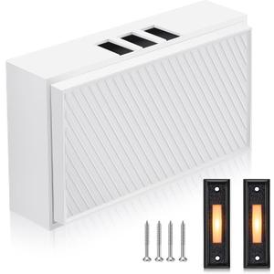 Saillong Wired Doorbell Chime with 2 Lighted Push Buttons, 16V 10VA Two Sounds Front and Rear Hardwire Door Bell Kit for Home Wall Inside, Compatible with Most Brand Doorbells(Black, White, Yellow)