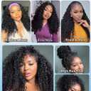 18 Inch Burmese Curly Half Wig Human Hair for Black Women Spiral Curl Ends Glueless Wear & Go Drawstring Wig 180% Density Flip Over Beginner Friendly No Glue No Sew Natural Black