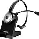 TECKNET Bluetooth Headset with Microphone for PC, Wireless Headset with Mic for Work, 40Hrs Worktime AI Noise Cancelling On Ear Bluetooth Headphones with Charging Base for Laptop/Call Center