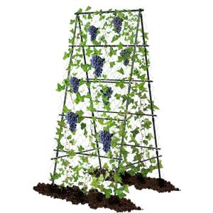 AlisisFores Garden Trellis for Climbing Plants, A-Shape Garden Plant Support Frame for Raised Bed Vegetables, Provides Support for Beans, Tomatoes and Cucumber, Black