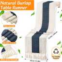 6 Sets Boho Decoration Placemats Round Woven Placemats, Cloth Napkins, Wood Bead Napkin Rings, Long Table Runner and Farmhouse Burlap Cotton for Table Kitchen (Blue,12x72)