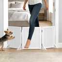Short Dog Gate 15.7Inch High, Free Standing Dog Gates for Doorways, Pet Gate Indoor for Small Medium Dogs, Foldable Freestanding Puppy Gate for Stairs, Kitchen 3 & 4 Panel (White)