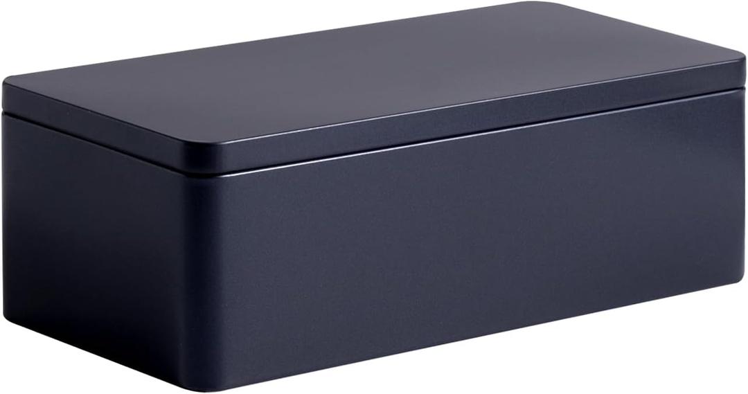 Tianhui Food Storage Containers Tin Box with Airtight Lids Kitchen Pantry Organization Metal Box, Mysterious Black, S