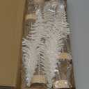 Jetec 6 Pcs Mini Christmas Tree Small Alpine Trees Tabletop Artificial Pine Christmas Tree with Wooden Base Snow Frost Village Bottle Brush Trees Holiday Season Decoration Centerpiece Displays(White)