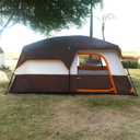 KTT Extra Large Tent 12 Person(A),Family Cabin Tents,2 Rooms,3 Doors and 3 Windows with Mesh,Straight Wall,Waterproof,Double Layer,Big Tent for Outdoor,Picnic,Camping,Family Gathering(Brown)