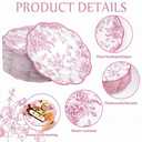 100 Pieces Pink Floral Paper Plates 9 Inches Disposable Pink and White Flower Scalloped Plates Vintage Floral Dinner Dessert Decorative Plate for Wedding Baby Shower Birthday Party Supplies