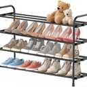 INSMART 4-Tier Expandable Shoe Rack, Stackable and Adjustable Shoes Organizer Storage Shelf, Sturdy and Durable Metal Structure Free Standing Shoe Rack for Closet Entryway Doorway