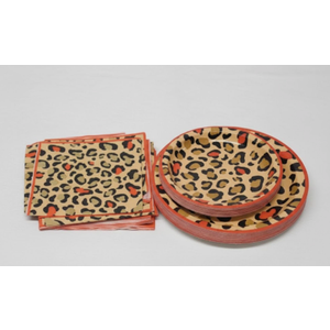 Grencian Cheetah Print Party Supplies Red Leopard Party Plates and Napkins Disposable Red Leopard Safari Theme Tableware Set for Jungle Safari Cheetah Theme Party Birthday Baby Shower