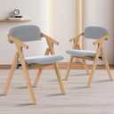Folding Chairs with Padded Seats, Wooden Stackable Dining Chair, Easy to Store Foldable Dining Chairs for Kitchen, Living Room, Wedding Party Picnic (Grey)