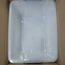 Amazon Basics Plastic Storage Containers with Secure Latching Lids, Stackable Organization Bins, Clear/Grey, 32 Quart, Set of 6