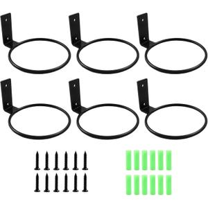 6 Pack 4 inch Flower Pot Holder Ring Wall Mounted, Metal Planter Hanger, Flower Pot Hangers, Matte Black Hanging Plant Holder for Home, Garden, Indoor, Outdoor