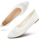 hash bubbie Women's Flats Shoes Women Comfortable Dress Shoes Black Pointed Toe Flats Ballet Mesh Knit Flat Dressy Slip on Business Casual Shoes for Women, 9 White