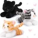 3 Pcs Valentine's Day 9 Inch Cat Stuffed Animal Plush Gift Cute Kitten Plush Toys Small Cat Stuffed Animal Sleeping Supplies for Boys Girls Birthday Pet Party Favors(Stylish Style)