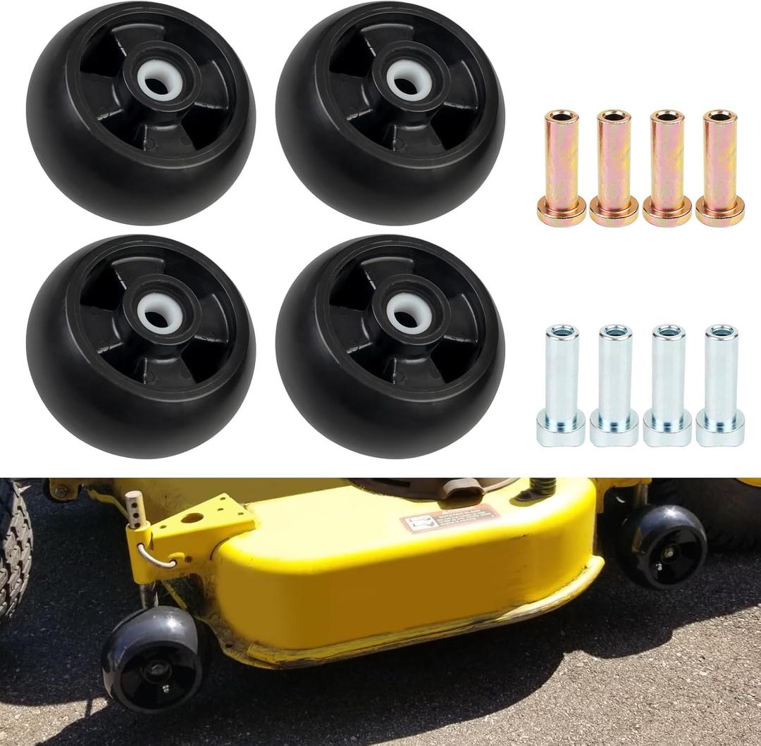 Lawn Mower Deck Gauge Wheel Kit Compatible with John Deere 48" 54" 60" 62 72" 200 300 400 GT GX LT LX X300 X400 X500 X700 Lawn Tractor Mower Deck Wheels Replacement For AM124706 210-300 AM125172 4P