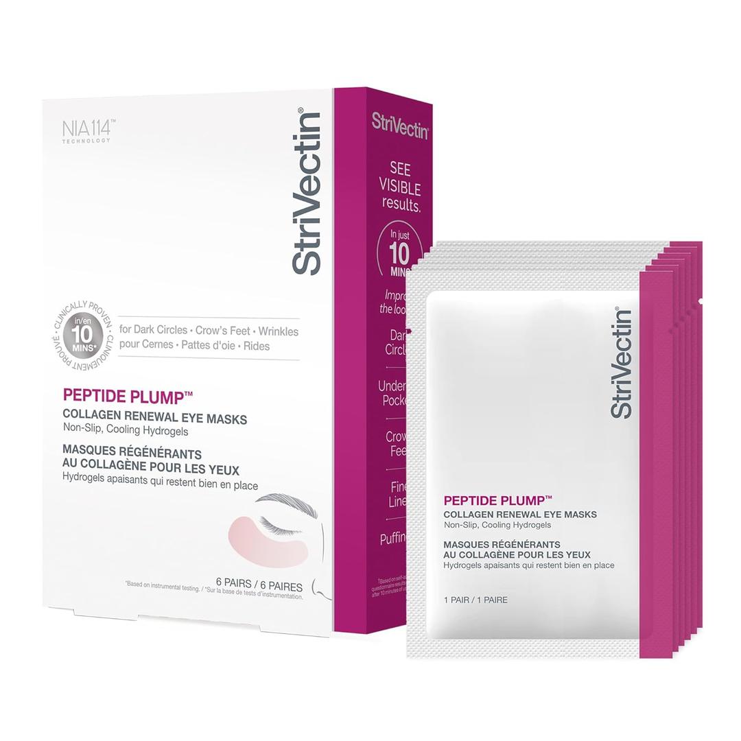 StriVectin Peptide Plump Collagen Renewal Smoothing Eye Masks, 6 Eye Mask Pairs