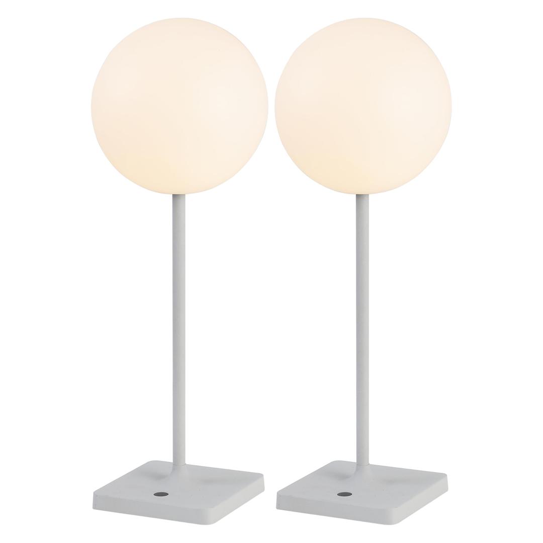 JONATHAN Y Allie 17.5" Rechargeable Cordless LED Lamp, Gray, Set of 2