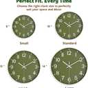 Silent Wall Clock Non-Ticking Battery Operated  Modern Olive Green Analog Wall Clock for Living Room, Kitchen, Office, Bedroom  Stylish Home Wall Decor Clock, 8 Inch