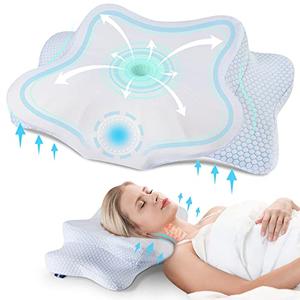 DONAMA Cervical Pillow for Neck and Shoulder Pain Relief, Cooling Contour Memory Foam Pillow, Dual-Height Ergonomic Neck Support Pillow for Side Back Stomach Sleepers with Removable Pillowcase