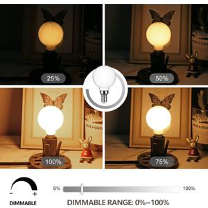 5 Pack G16.5 LED Ceiling Fan Light Bulbs, Dimmable LED Candelabra Bulb 4.5W Equivalent to 60W 500LM, E12 Chandelier LED Globe Bulbs for Chandelier,Vanity and Ceiling Fan Light Bulbs Milky Glass 2700K