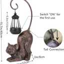 Solar Cat Figurine, 15.7 Inches Tall LED Waterproof Antique Bronze Resin Statue, Auto On/Off at Dusk for Cat Lovers or Memento Gift Outdoor Decor