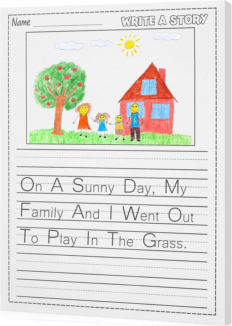 100 Sheets Writing Beginner Paper for Kids Create Story, 8.5"x11" Handwriting Paper Bulk with Picture Space and Lines DIY Craft Writing Kit for Kids Journal Activity, Easter Gifts