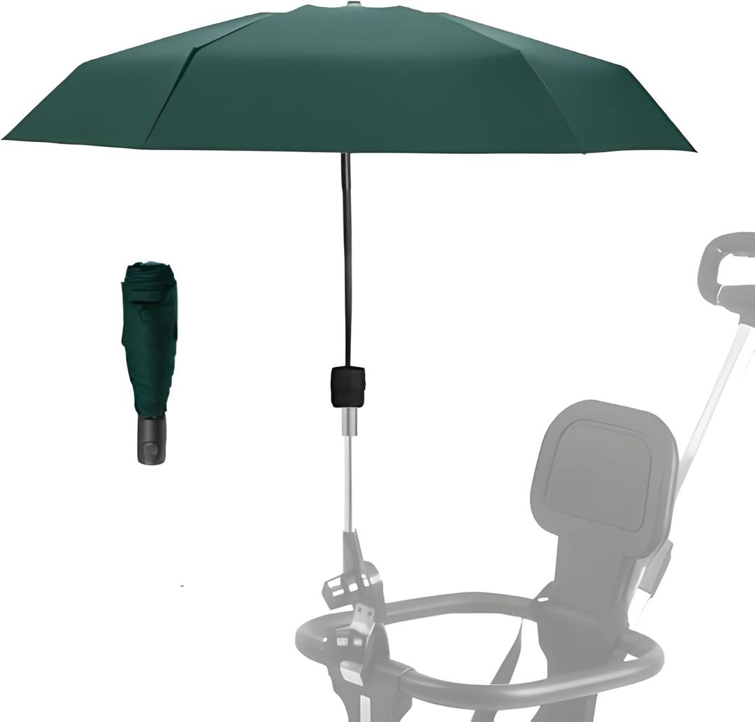 Adjustable Steering Angle, Clip-On All-Round Protection, Convenient and Lightweight, for Sun Protection Lightweight, Easy to Install, Stroller Umbrella, Baby Umbrella Stroller Accessory. (Green)
