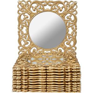 MAONAME 12" Gold Charger Plates Set of 12, Mirror Charger for Dinner Plates, Plastic Plate Chargers with Embossed Rims, Square Chargers for Table Setting, Wedding