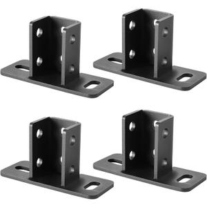 4 Pcs 2 Slotted Hole U Post Base Strut Mount Fit for 1-5/8 Square Single Channel, Black Powder-Coating Carbon Steel Q235B,Fence Post Base Channel Rail Crossmember Mounted Taller Strut Channel