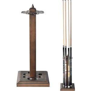 CROWN ME Floor stand metal billiard cue rack, Holds 8 pool Cue Sticks, pool cue holder-Finish Brown (Bronze)