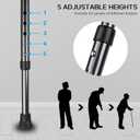 Yayayo Hold 440 lbs Folding Canes with Seat Walking Stick Height Adjustment Cane Seat Capacity Frosted Handle with Magnetic Therapy Stone Crutches Stool (Square LED)