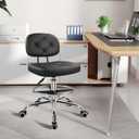 KKTONER Drafting Chair with Backrest Rolling Stool with Wheels Adjustable Footrest Swivel Chair Height Adjustable Office Chair for Shop Counter Studio Work Bar Kitchen (Black), Oversized