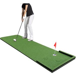 Wekin Golf Putting Green Mat Indoor,3x10ft Thickening Outdoor Portable Golf Game Set Training Turf with Side Border,Movable Cup for Home Backyard Office
