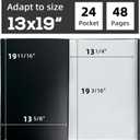 JJRING 13x19 Art Portfolio Folder with Plastic Sleeves, 24-Pocket Portfolio Binder Displaying 48 Pages, Presentation Book with Black Inner Paper for Artwork Storage, Black